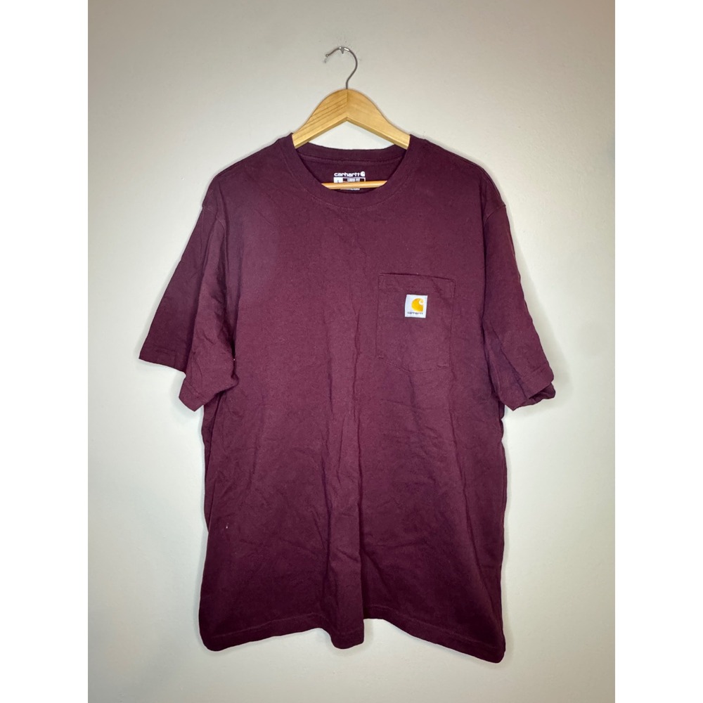 Carhartt‎ Mens K87 Loose Fit Pocket T-Shirt Maroon Burgundy Heavyweight Cotton L